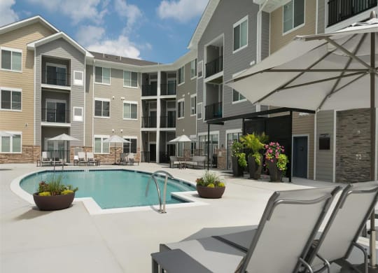 our apartments offer a swimming pool and patio