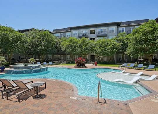 Resort style pool with spa at Highline Urban Lofts Apartments, Cypress, TX