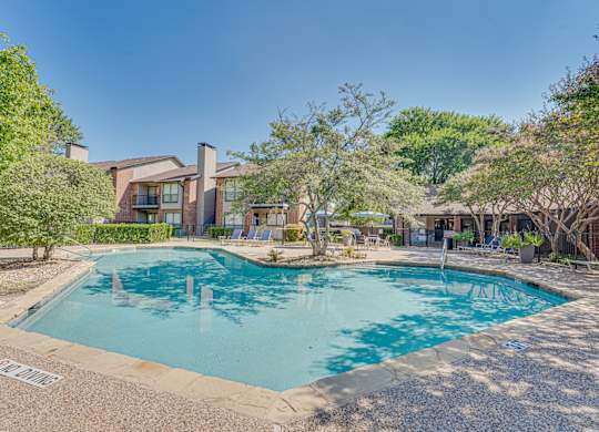 Poolside Relaxation Area at Bardin Oaks Apartments, Arlington, Texas