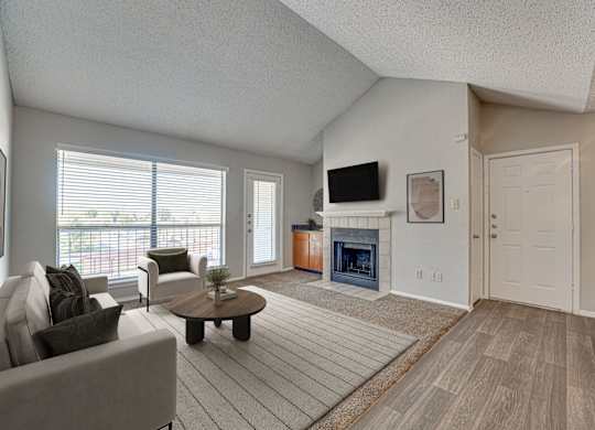 Bright Living Room at Bardin Oaks Apartments, Texas