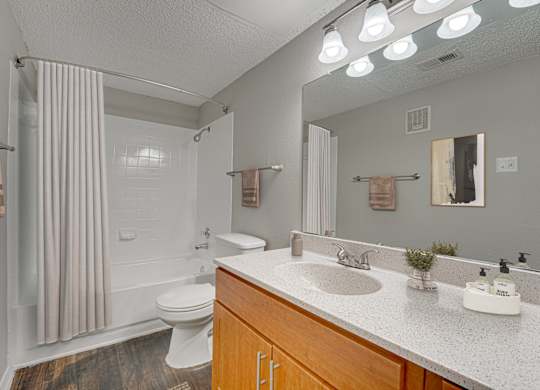 Golden cabinet in bathroom at Timberglen Apartments, Dallas, TX 75287