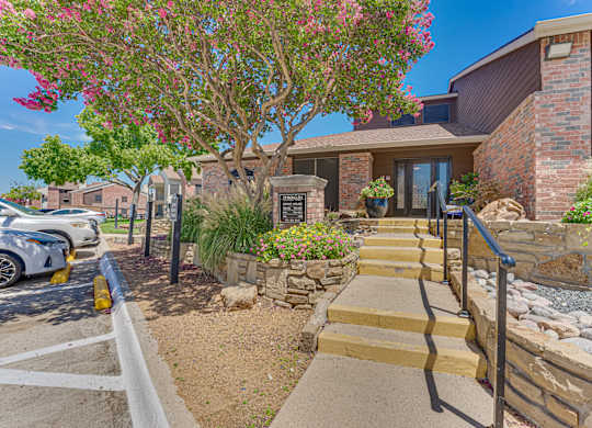steps leading to the front door at Timberglen Apartments, Dallas, TX 75287