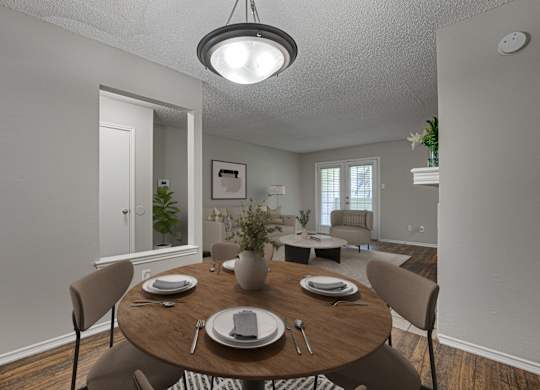 dining room set for four at Timberglen Apartments, Dallas, TX