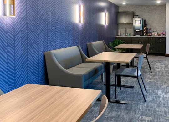 The coffee lounge with booths and tables