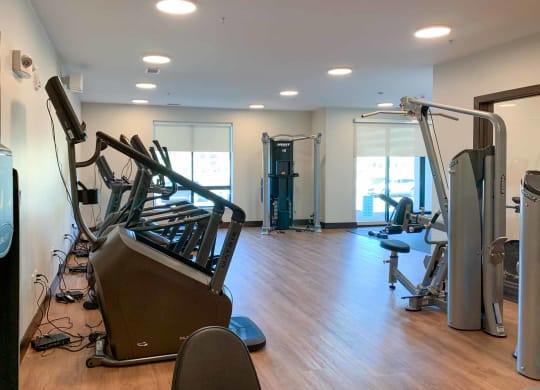 The fitness center with exercise machines