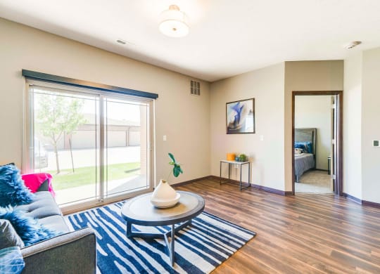 Comfortably spacious living area in a 2 bedroom apartment for rent at 360 at Jordan West best new apartments West Des Moines IA 50266