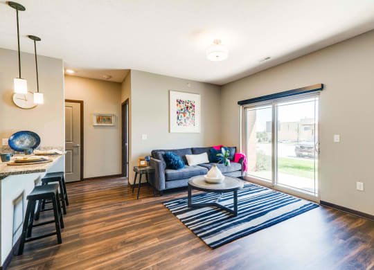 Living room of 2 bedroom apartment for rent at 360 at Jordan West best new apartments West Des Moines IA 50266