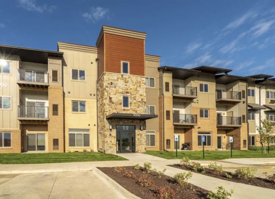 Exterior view of private entrances at 360 at Jordan West best new apartments West Des Moines IA 50266