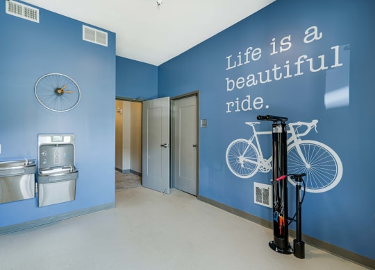 Easily give your bike a tune-up in our bicycle repair station.