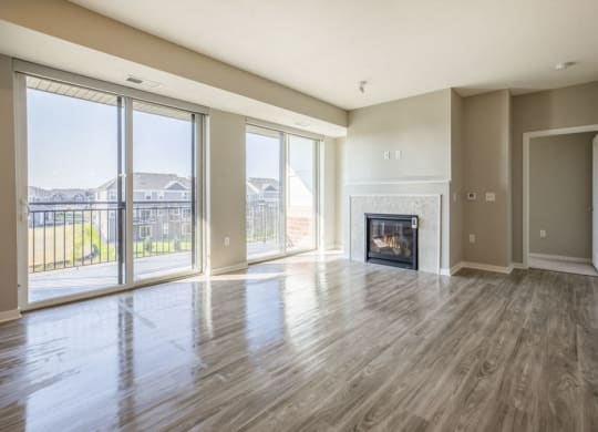 Fireplace in premium design scheme at Ascend at Woodbury new luxury apartments in Woodbury MN 55129
