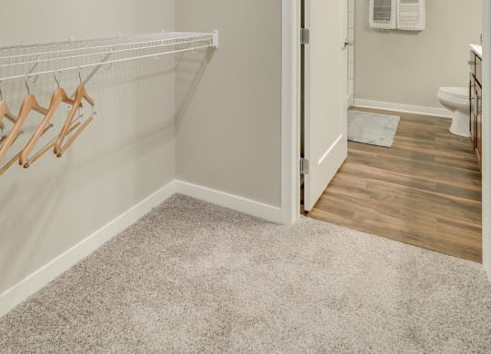 Large walk-in closet at Ascend at Woodbury apartments in MN.