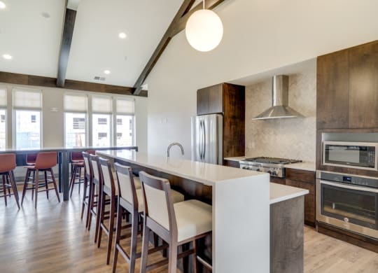 Clubhouse kitchen for resident use at Ascend at Woodbury new luxury apartments in Woodbury MN 55129