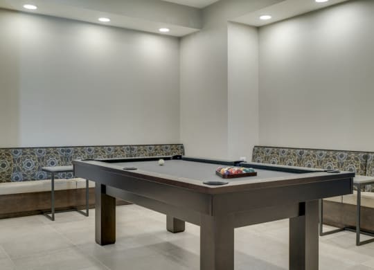 Pool table in the clubhouse's party room at Ascend at Woodbury new luxury apartments in Woodbury MN 55129