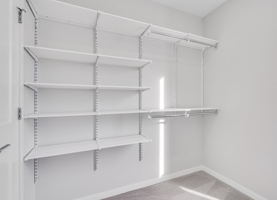 Large walk-in closet with plenty of shelving and hanging space at Aspire at CityPlace in Woodbury, Minnesota