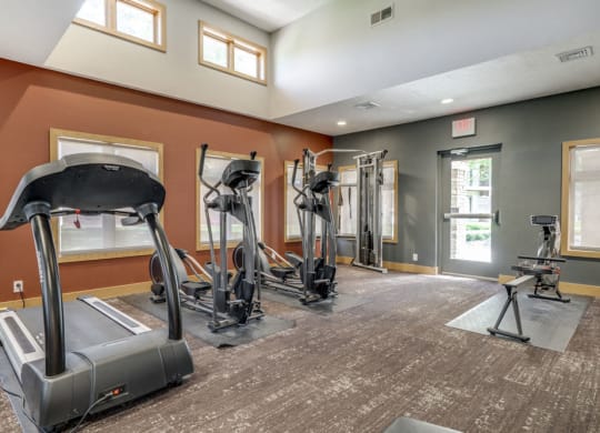 Cardio equipment in the fitness center at Fountain Glen Apartments!