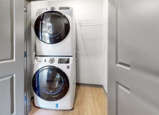 Washer and dryer available in unit in the Bliss floor plan at Haven at Uptown in Lincoln, NE