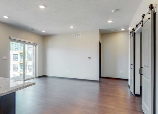 Spacious living-dining space at Haven at Uptown in Lincoln, NE