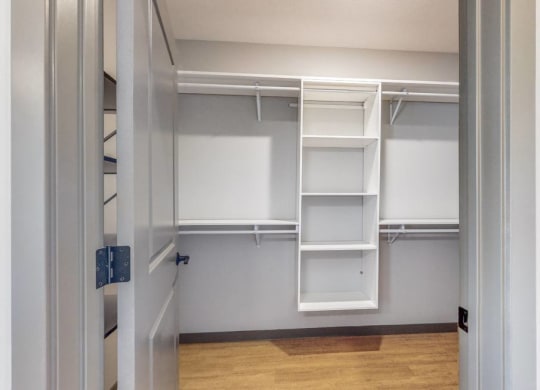Large walk in closet providing plenty of storage space at Haven at Uptown in Lincoln, NE