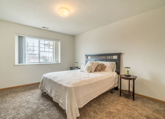 Spacious bedroom with large window for natural lighting at Northbrook Apartments