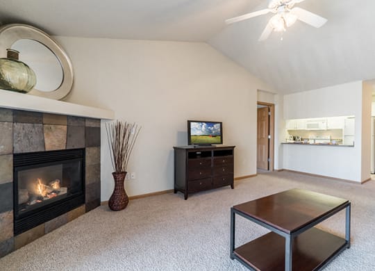 Cozy fireplace for extra warmth at Pinebrook Apartments in Lincoln NE