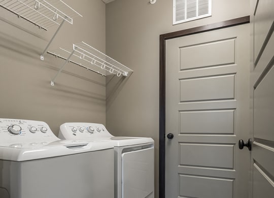 Full sized washer and dryer and laundry room in unit  at North Pointe Villas
