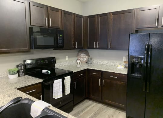 Spacious kitchen with granite counters and lots of storage space at North Pointe Villas