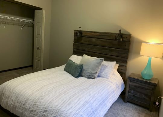 Bedroom with large closet at North Pointe Villas in north Lincoln