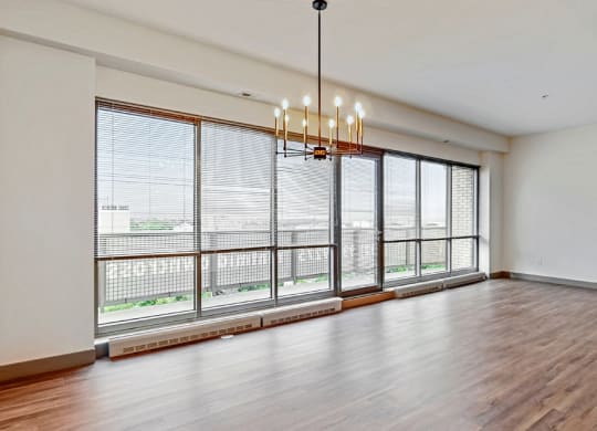 Plenty of space to live, work, and entertain, in this 2 bedroom penthouse floor plan at Midtown Crossing Apartments Omaha