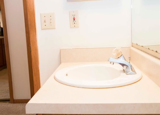 bathroom sink at Capitol View Apartments in Lincoln Nebraska