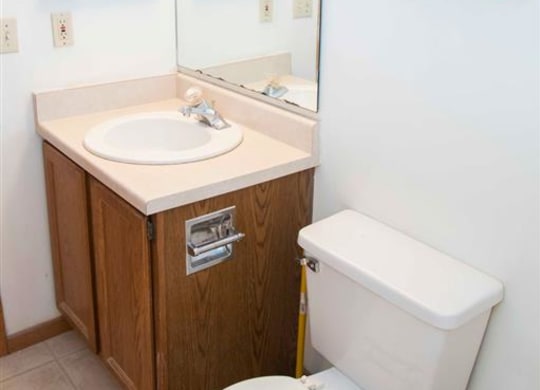modern bathroom at Capitol View Apartments in Lincoln Nebraska