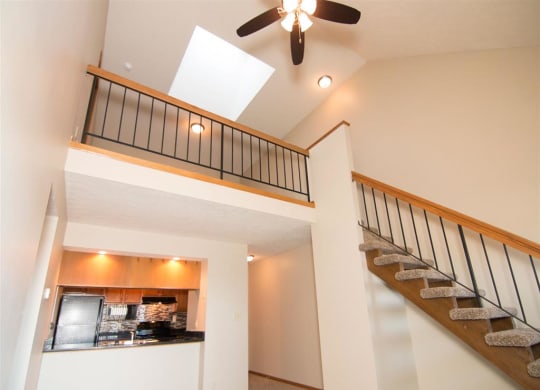 interior shot looking up at the loft space at Fountain Glen Apartments in Lincoln Nebraska