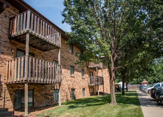 exterior side with balcony at Moore Place Apartments in Lincoln Nebraska