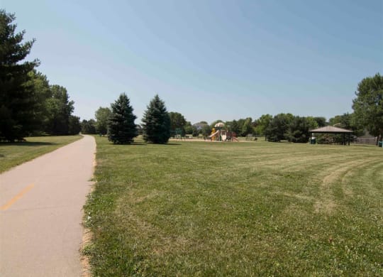 Walking trail and park near Williamsburg Park Apartments