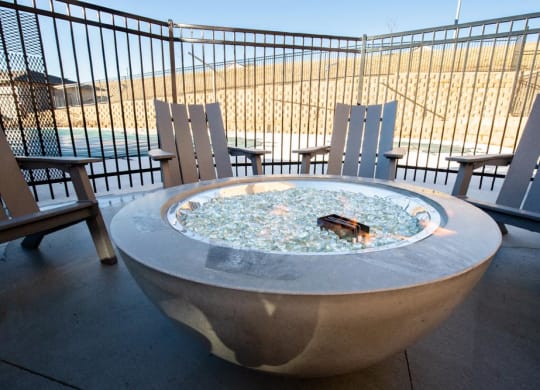 Outdoor firepit at North Pointe Villas luxury apartments in north Lincoln NE