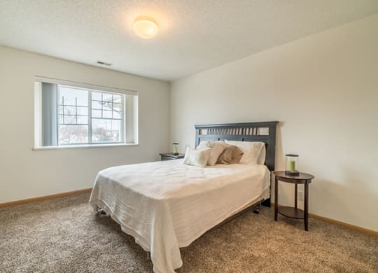 Spacious bedroom with large window for natural lighting at Northbrook Apartments