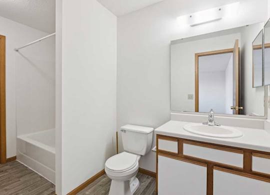 A white toilet sits next to a sink in a small bathroom.