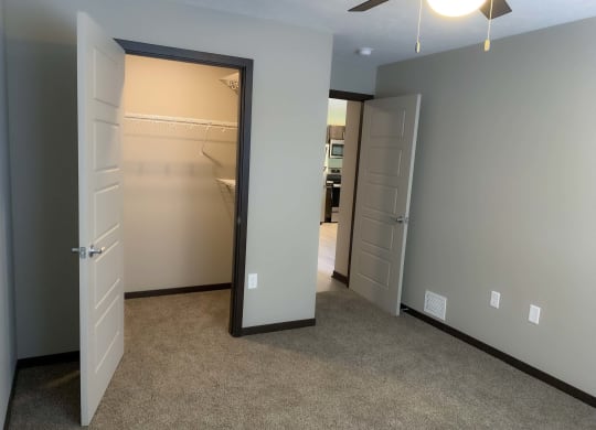 Renovated bedroom with large walk in closet at Northridge Heights in north Lincoln