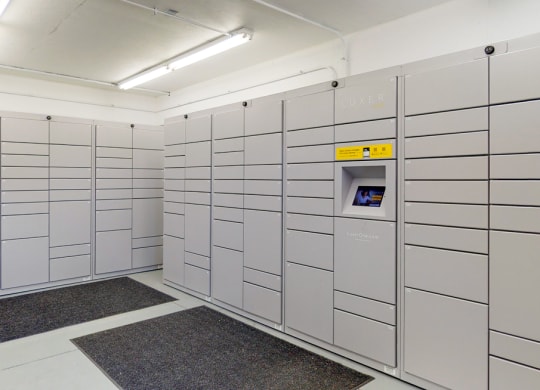 Luxer electronic package lockers in the clubhouse at Northridge Heights