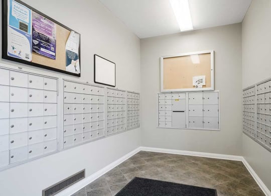 residential mailboxes in the clubhouse
