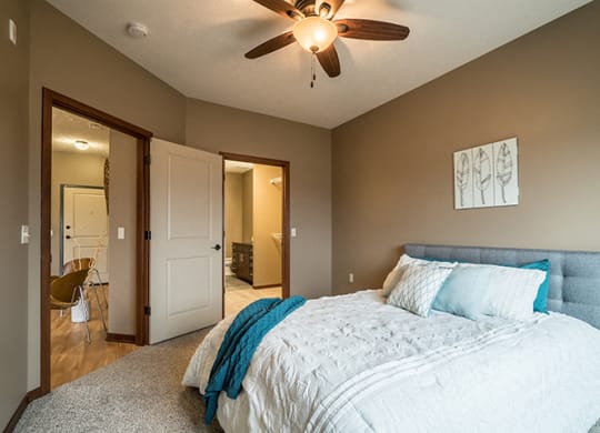 Interiors- Quiet and cozy bedroom at the Villas of Omaha Butler Ridge in Omaha NE