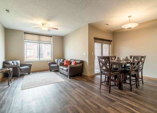 Townhome villa with hardwood-style floors at Southwind Villas in southwest Omaha in La Vista, NE, 68128