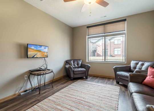 Living room in a two-bedroom townhome at Southwind Villas in southwest Omaha in La Vista, NE, 68128