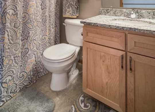 Bathroom with modern cabinets at Southwind Villas in southwest Omaha in La Vista, NE, 68128