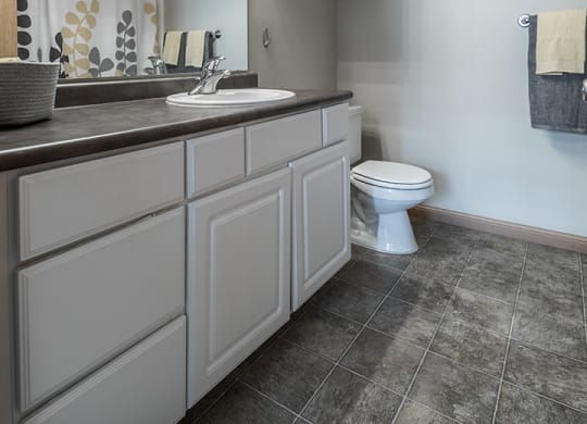 Bright and spacious bathroom at Stone Creek Villas Apartments in Omaha Nebraska