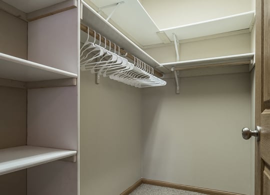 Walk in closet at Stone Creek Villas Apartments