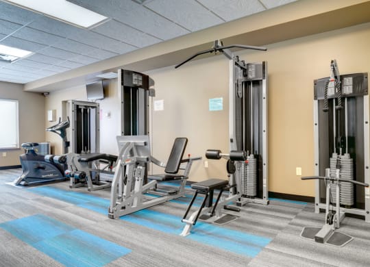 Gym with weight training machines