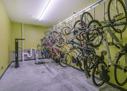 Heated indoor bike racks and storage at The Central apartments near downtown Minneapolis MN 55408