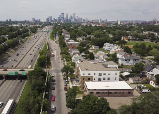 Views of downtown from The Central apartments near downtown Minneapolis MN 55408