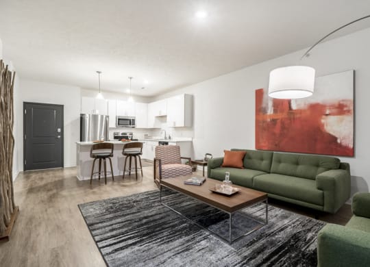 1 bedroom apartment with white cabinets near UNMC in Omaha's Blackstone District