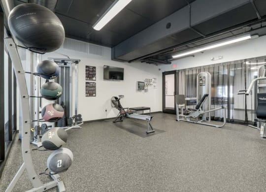 Large fitness center at The Conrad near UNMC in the Blackstone District Omaha NE 68105